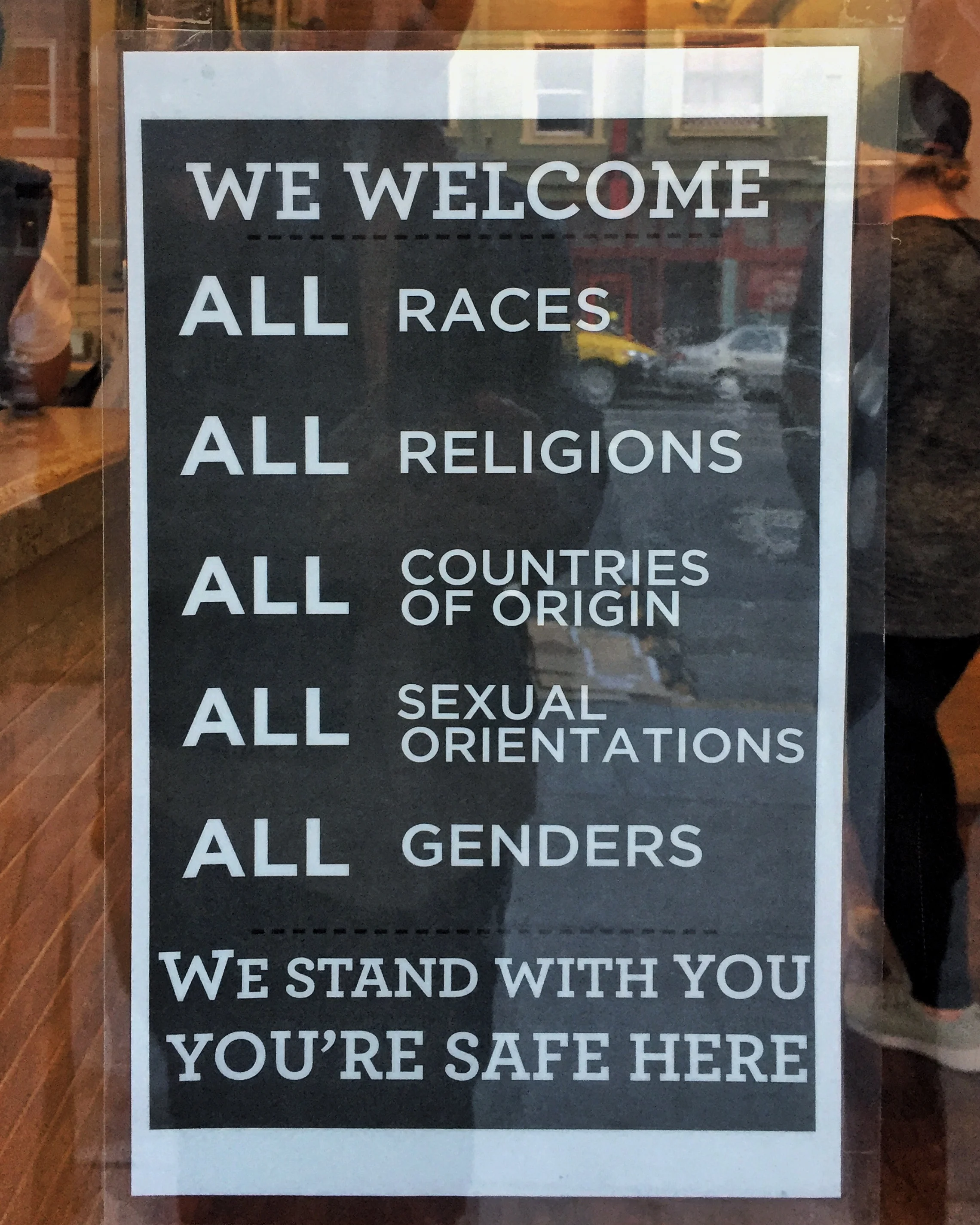 It's sad to see that people with disabilities were not included, but signs like this one we found in San Francisco are heading in the right direction.