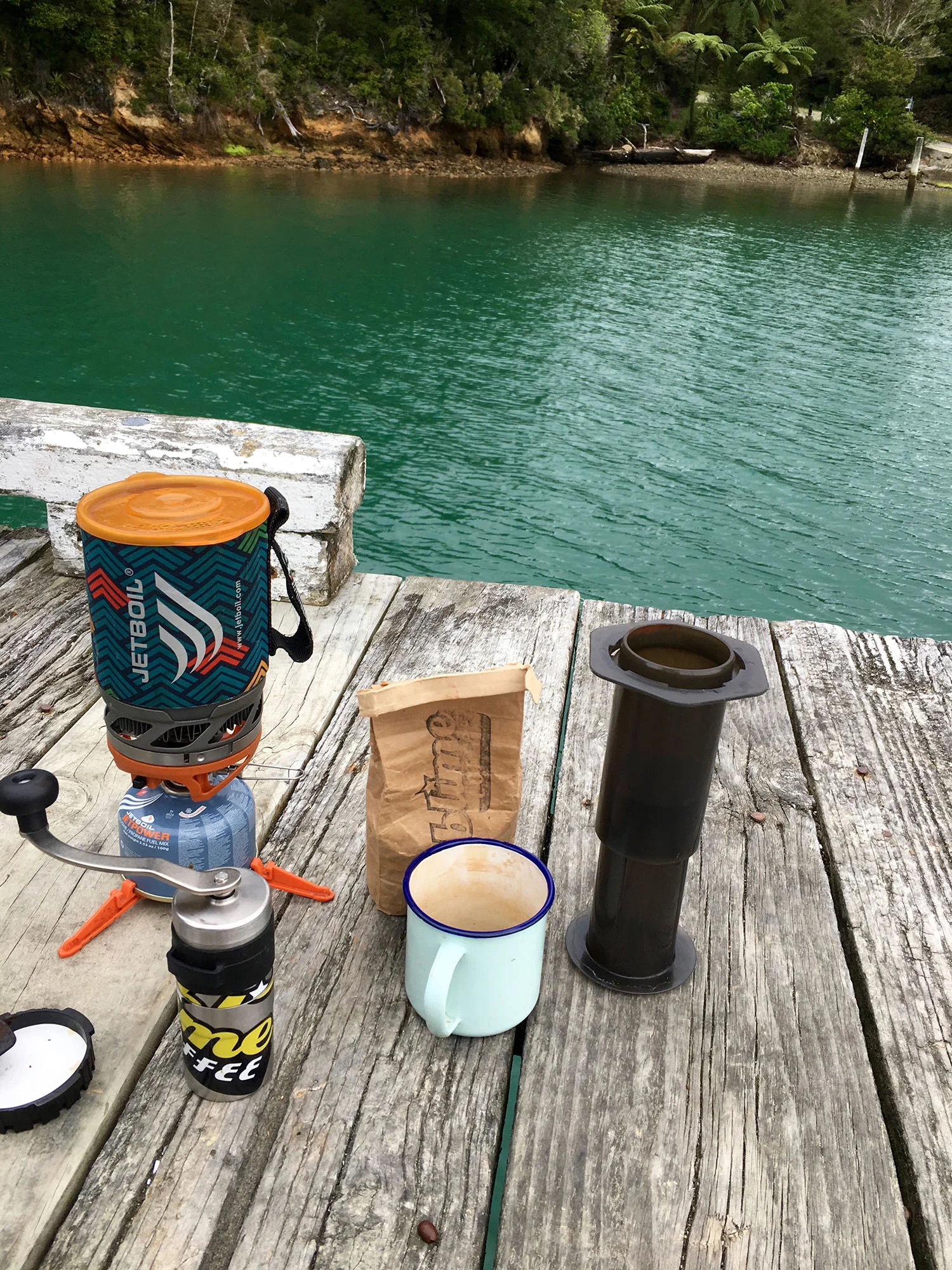 Superb way to finish off this trip with a swim and coffee on the Duncan Bay Wharf