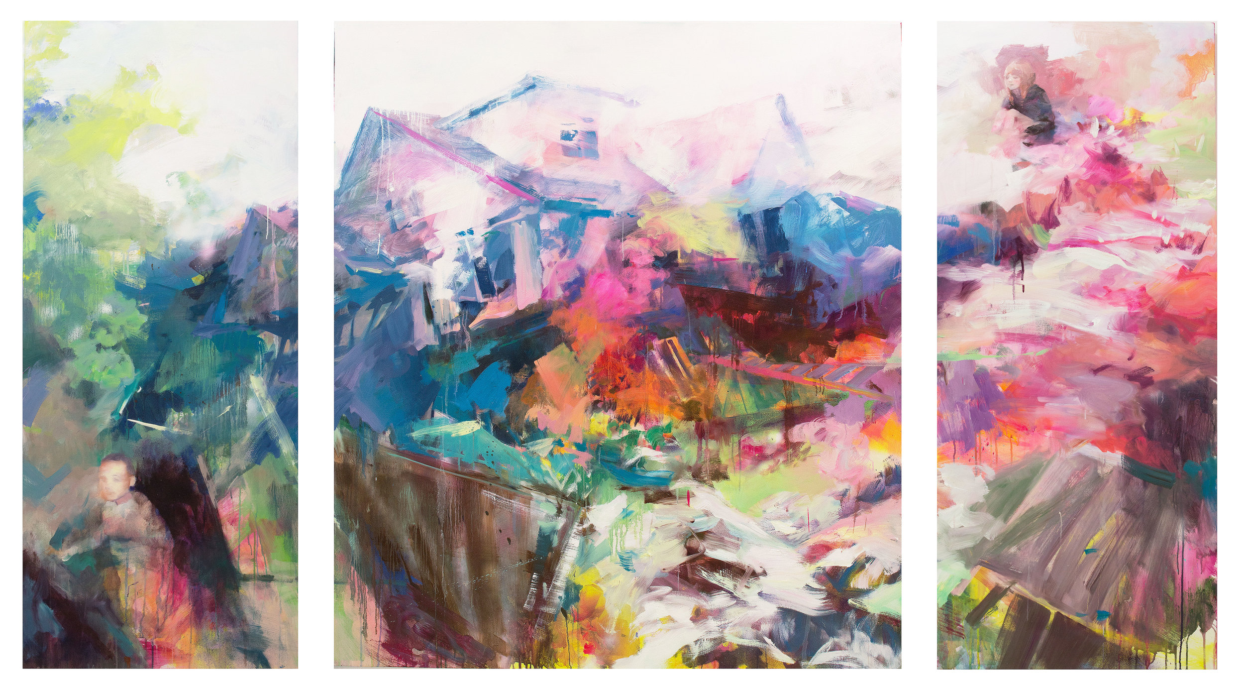 Candy House   triptych 180x75  180x180  180x75  2015 oil on canvas.jpg