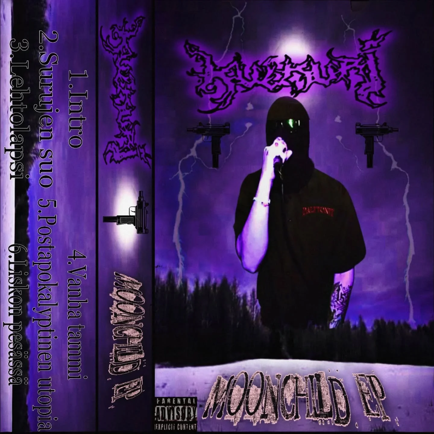 29.5.26 Kulkuri - Moonchild Ep

Moonchild intro
Surujen suo
Lehtolapsi
Vanha tammi
Postapokalyptinen utopia
Liskon pes&auml;ss&auml;

Moonchild EP on sukellus Kulkurin synkk&auml;&auml;n fantasiamaailmaan joka metafoorin heijastaa h&auml;nen omia tun