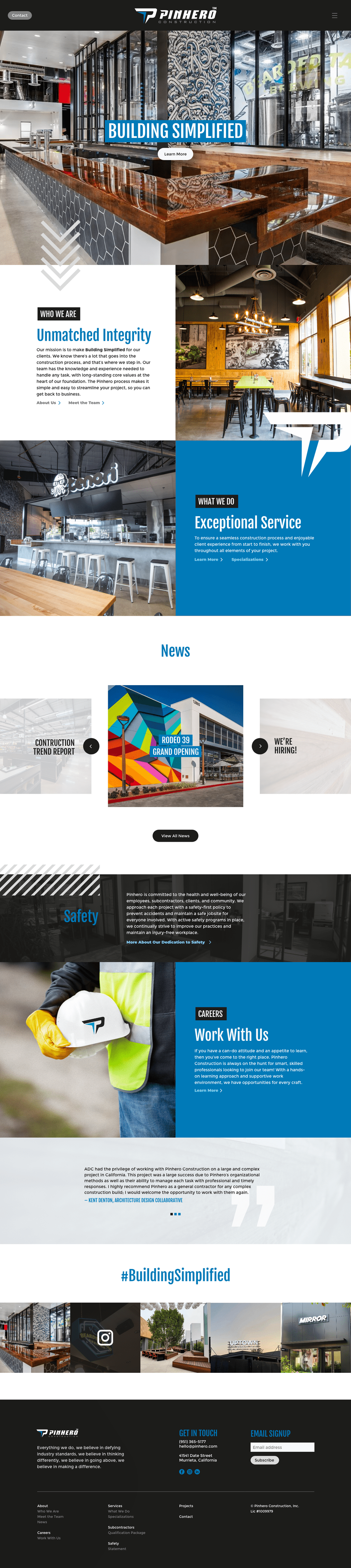 Pinhero Construction Website — Praveen Sharma Graphic Designer