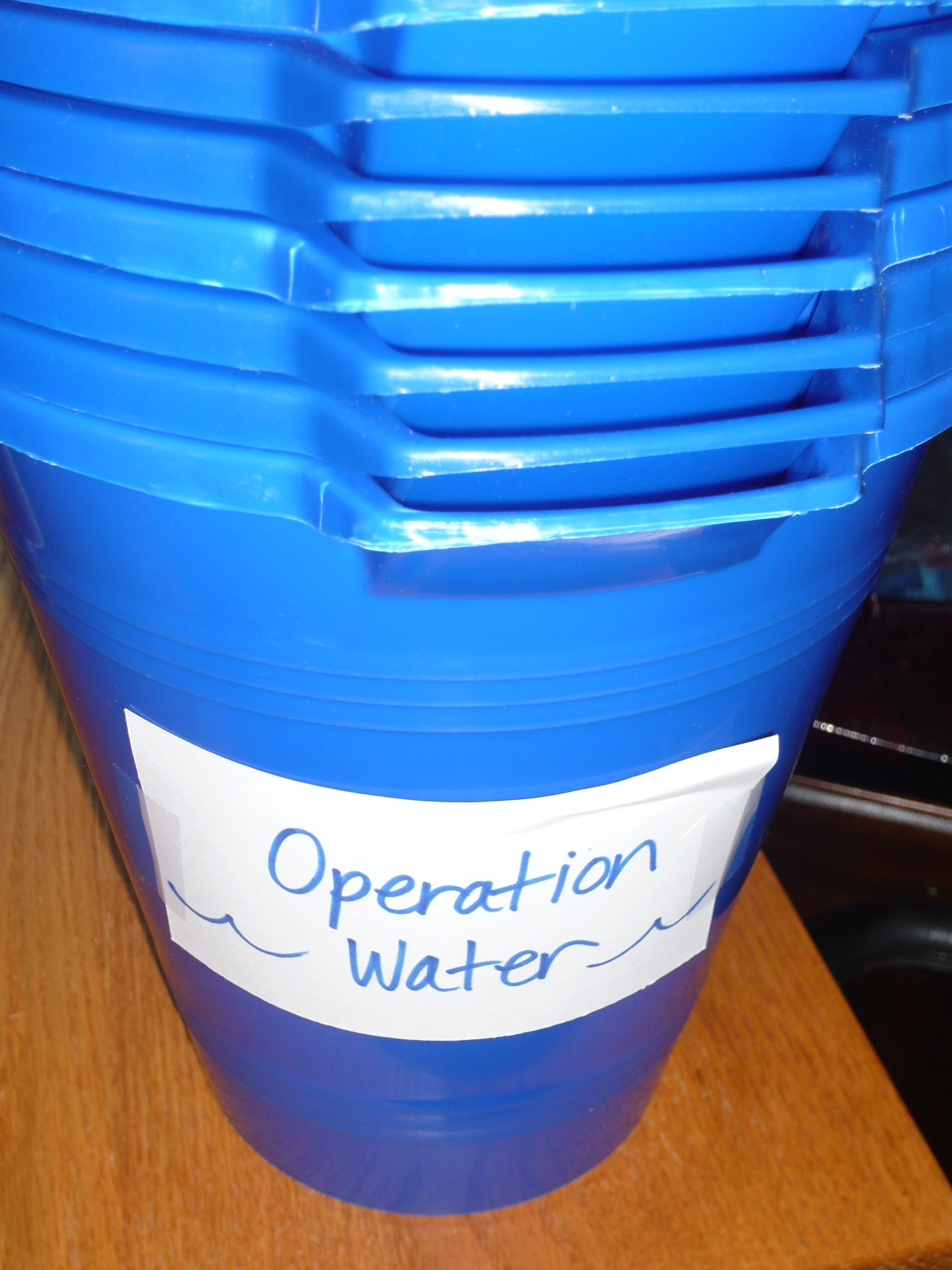  Operation Water donation buckets all stacked up! 