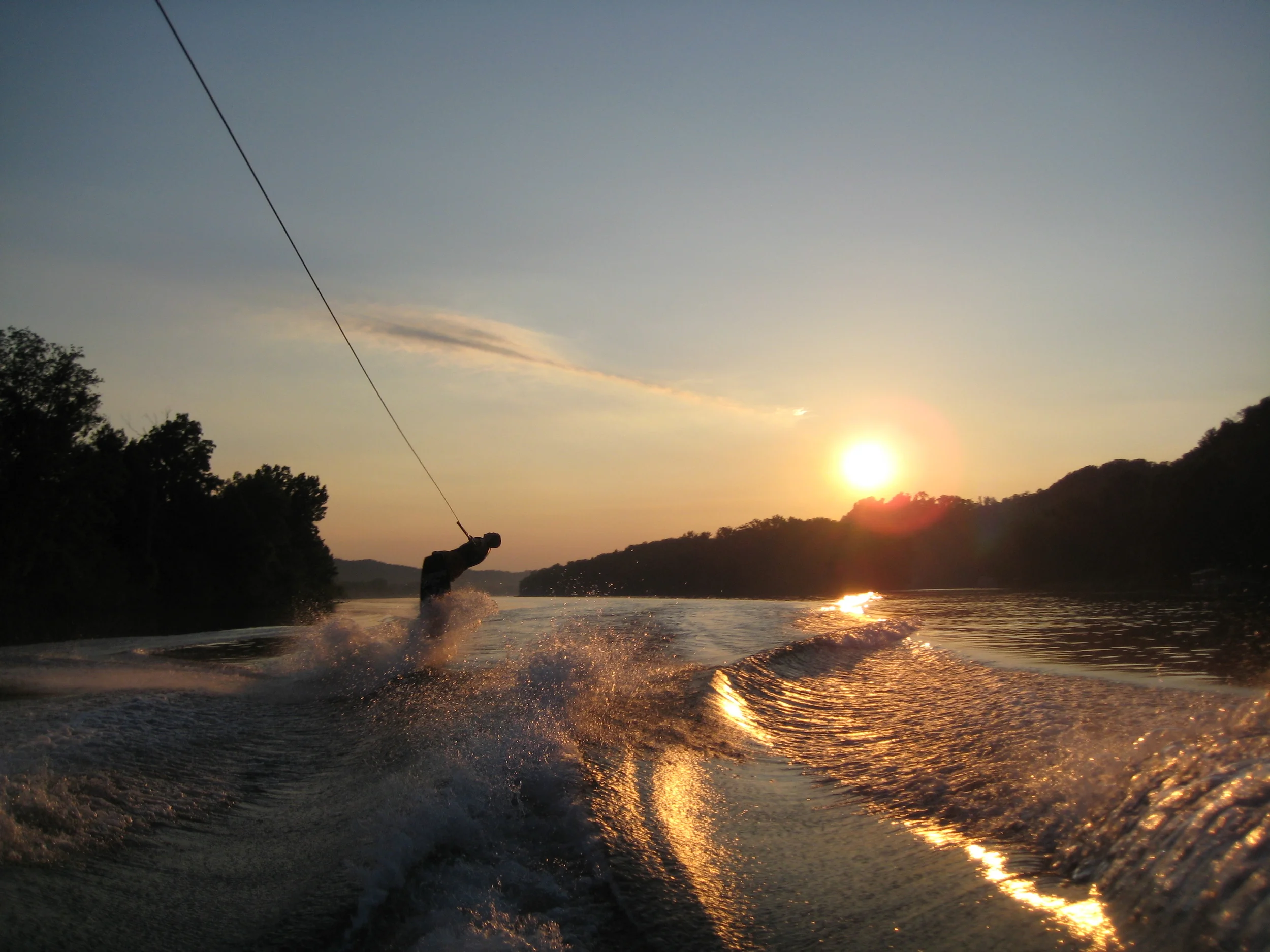 wakeboarding behind a boat