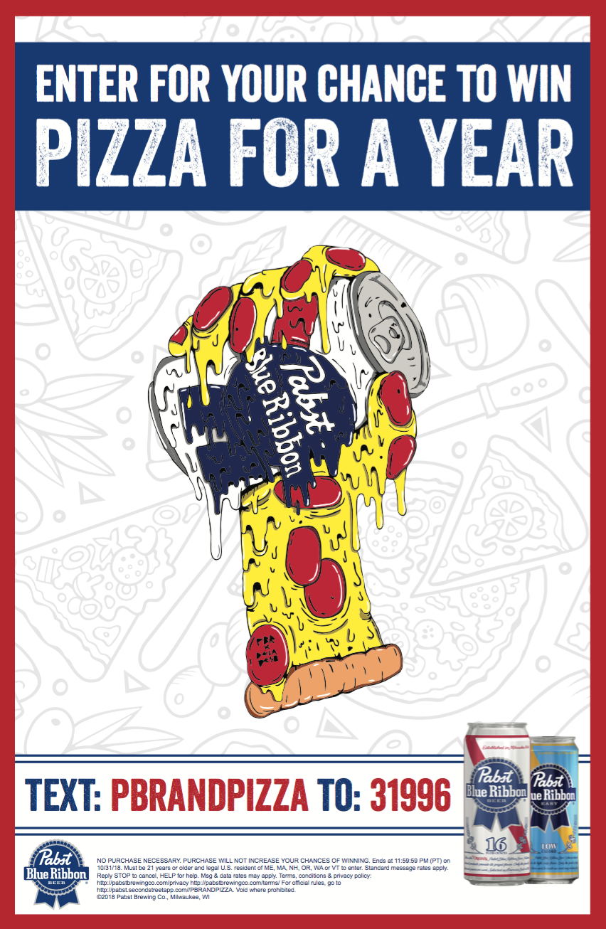  PBR’s Pizza for a Year Sweepstakes 