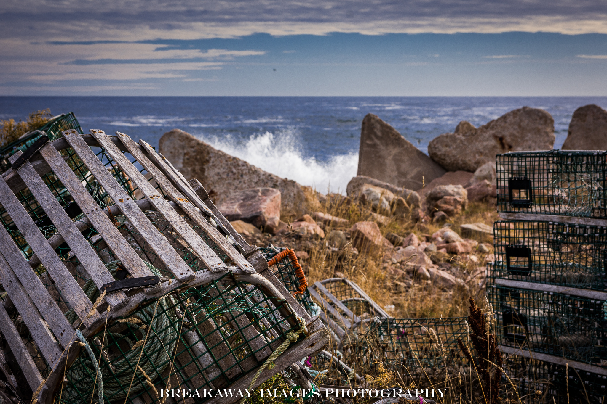 Lobster Traps and Surf, Neil's Harbor, Nova Scotia