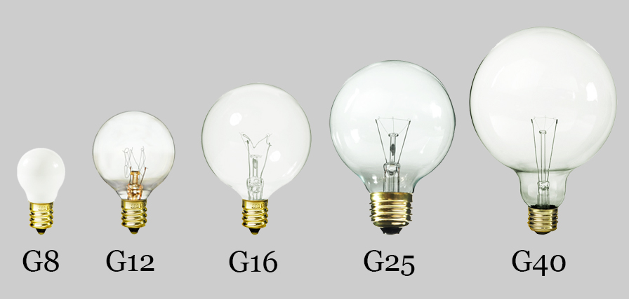 Light Bulb Shape Guide Globes, Round Bulb Lights