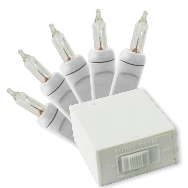 clear string lights on white wire battery operated