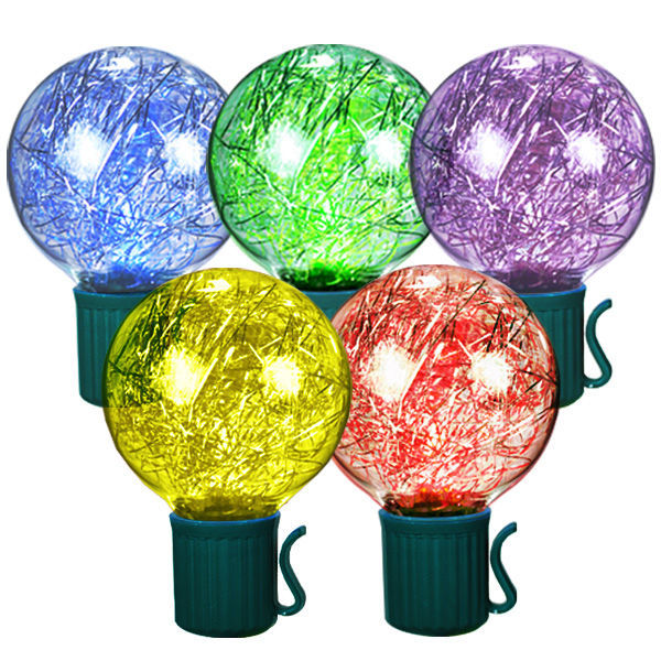 Tinsel-filled globe stringers, multi-color