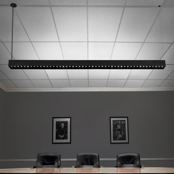 Fixture suspended in conference room at 1000Bulbs.