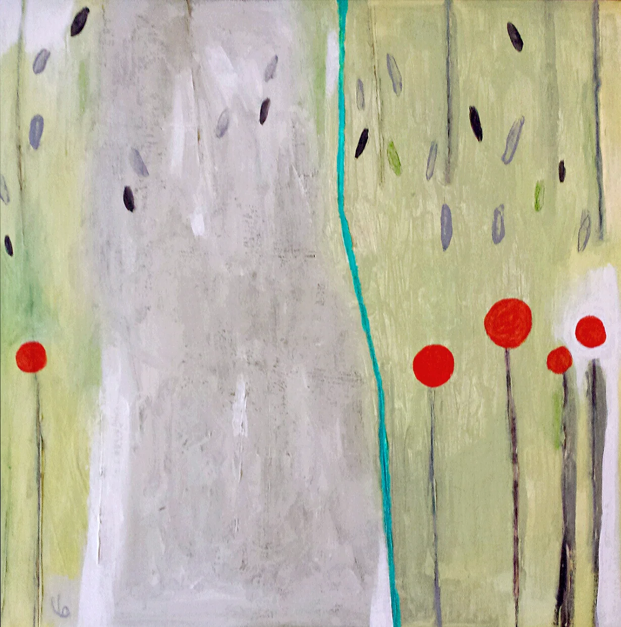 Lisa Goedert, Five Poppies and a Large Tree21x21.jpg