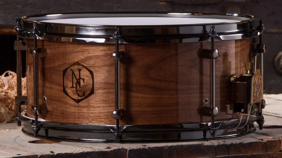 Walnut 6.5 X 14 Gloss Wood Burn Logo and Black Chrome Hardware