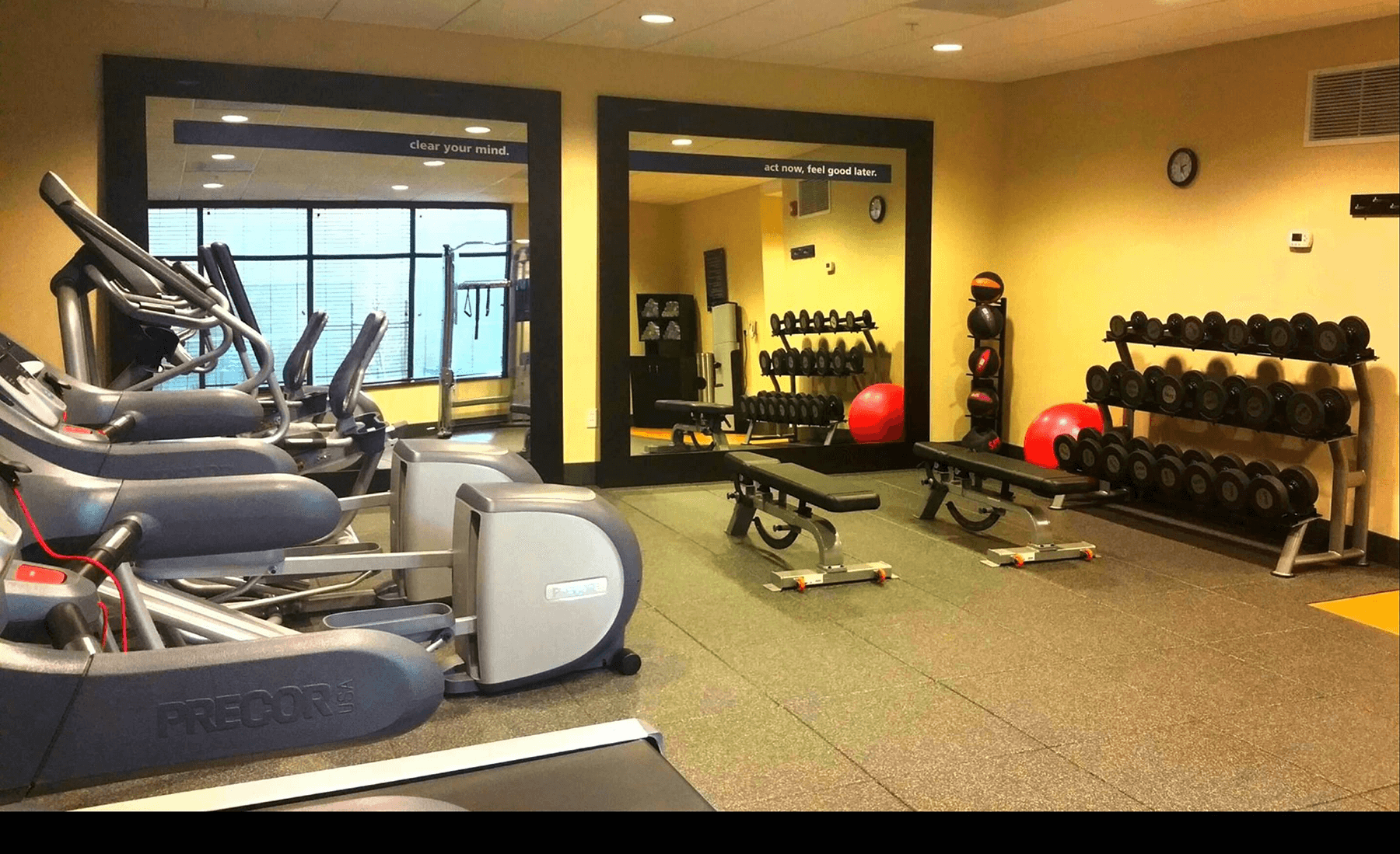  Hampton Inn and Suites Salinas fitness room with weights and exercise machines 