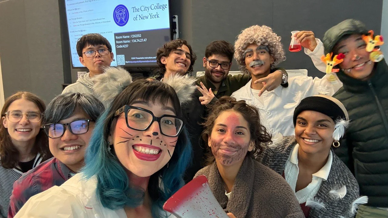   2025 Happy Halloween   Front row: Rina Balter, Thongthai Thavornwatanayong as Dr. Vuong, Emily Segovia as Mouse Slayer, Alisa Fontanez as Marv Munchins, Angelie Balram as Harry Lyme  Back row: Datius Mai, Cesar Sanchez, Tanubrata Dey, Mauricio Diaz