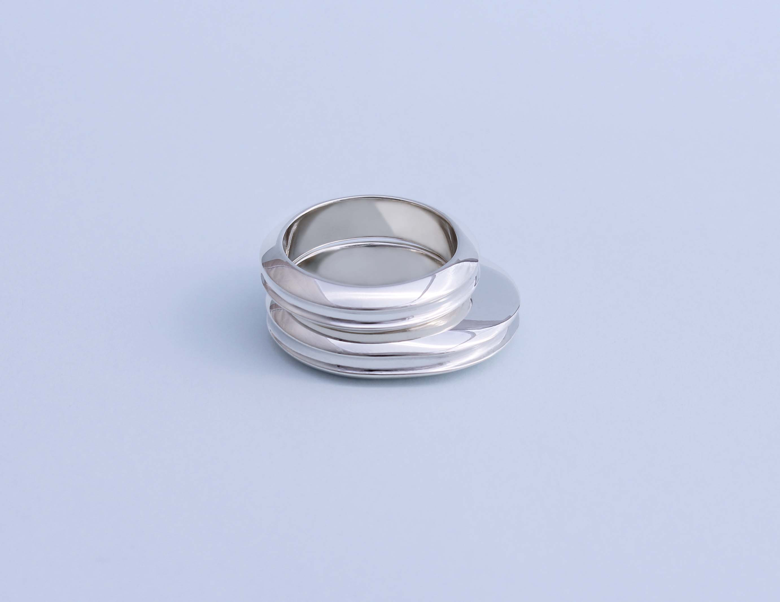 CONCAVE RINGS SET, SILVER