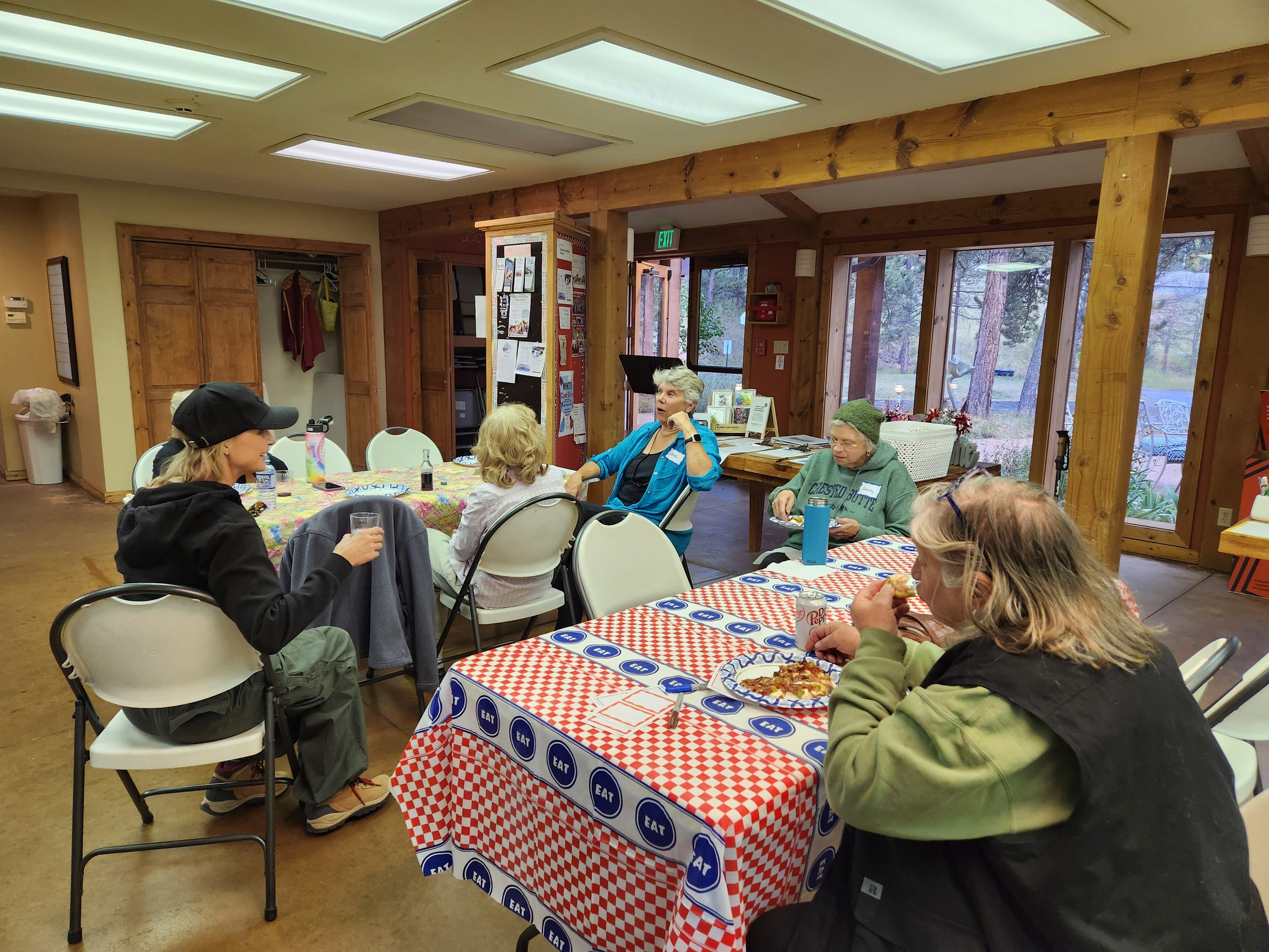 Community Garden people enjoying the homemade pizza made by our very own Rector Chris