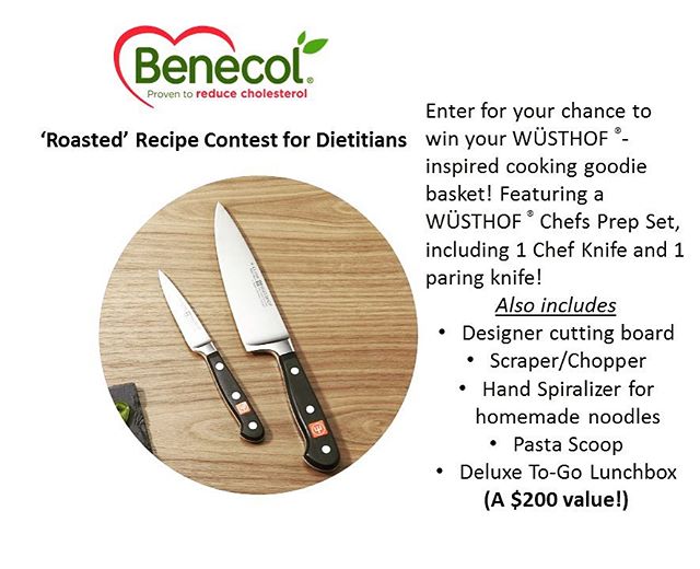 Calling all Registered #Dietitians! Enter our Benecol&reg; &lsquo;Roasted&rsquo; #Recipe #Contest for a chance to win a W&Uuml;STHOF-inspired 🔪cooking goodie basket for your culinary adventures.
#Wusthof @wusthof 
Here&rsquo;s how the contest works: