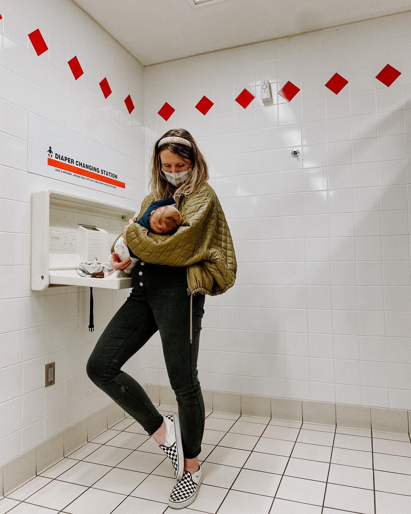 An homage to all the random places I&rsquo;ve nursed my babies, I&rsquo;ll be honest though standing in the @target bathroom to nurse with two other children running around might have been my least favorite spot. #bringbackthecafesanddressingrooms #o