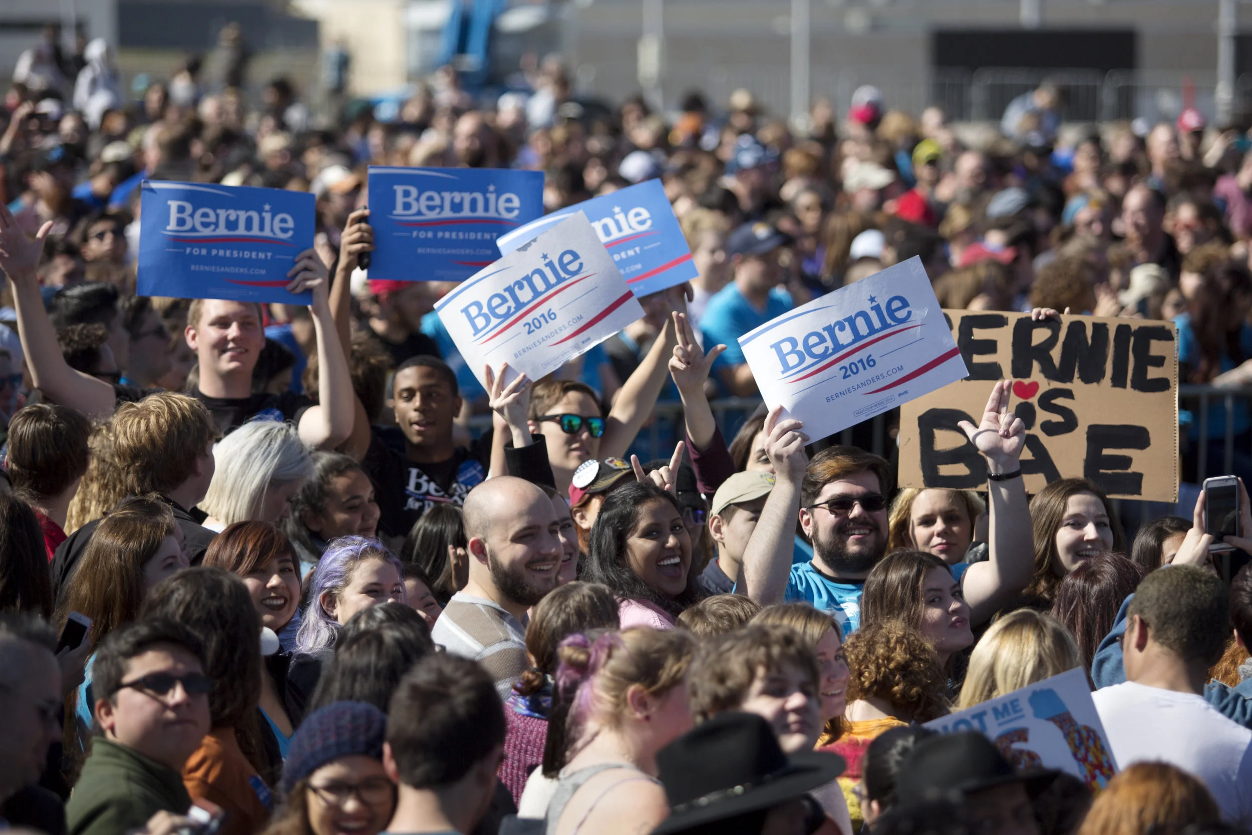 AUSTIN, TEXAS- Feb. 27, 2016. Bernie Sanders supporters gathered at a Democratic Primary rally for his presidential bid at CoTa in Austin. Miguel Gutierrez Jr. /KUT News.