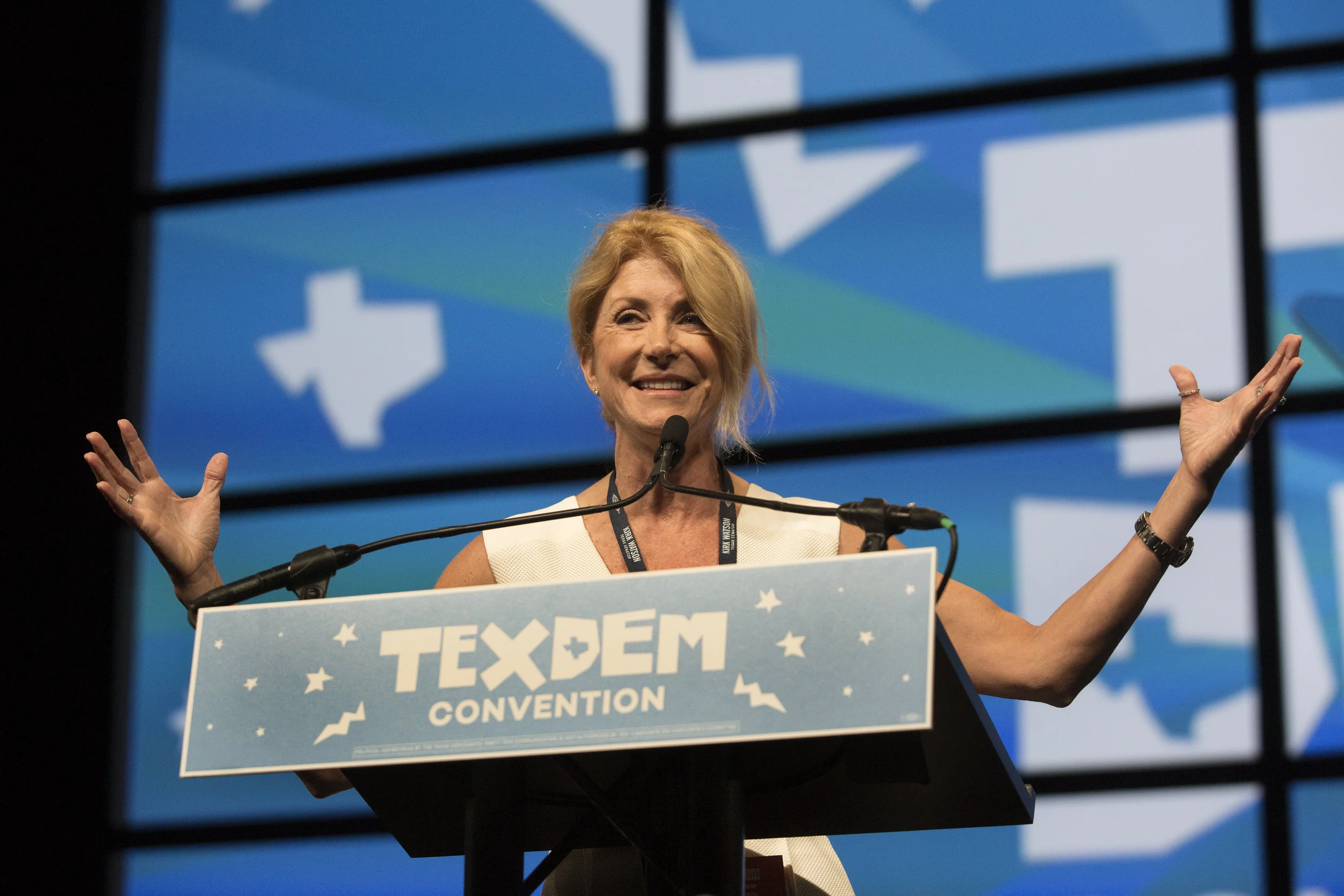 AUSTIN, TEXAS- June 16, 2016. Wendy Davis speaks at the Texas Democratic Convention. Miguel Gutierrez Jr. /KUT News.
