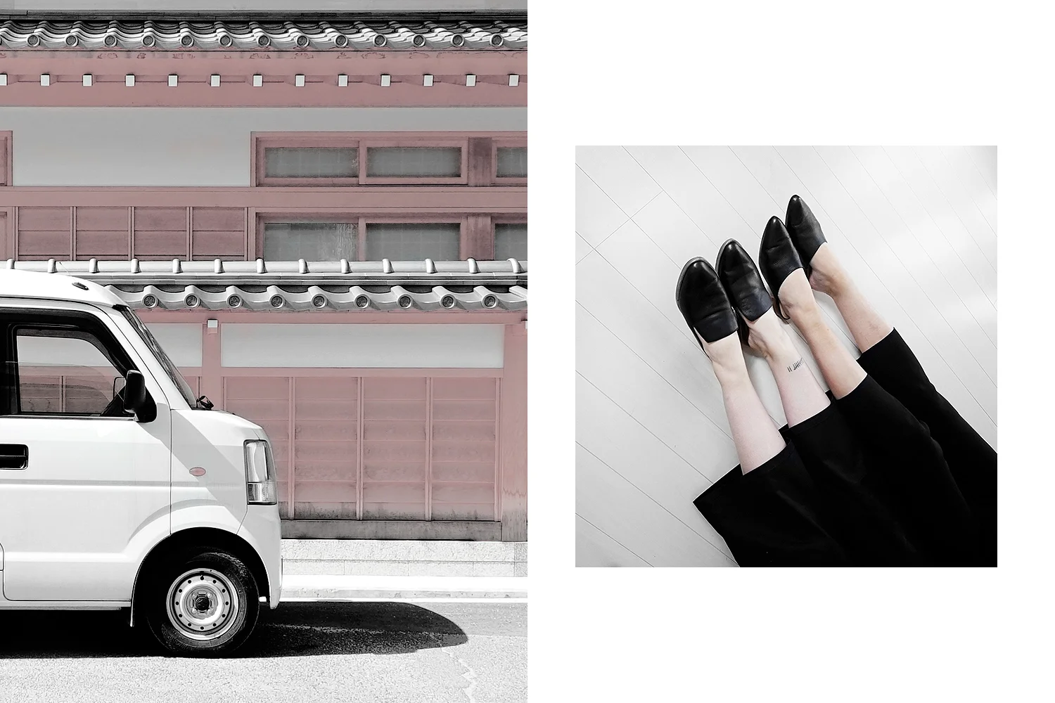 Left: car in Miyajima. Right: Instagram picture.