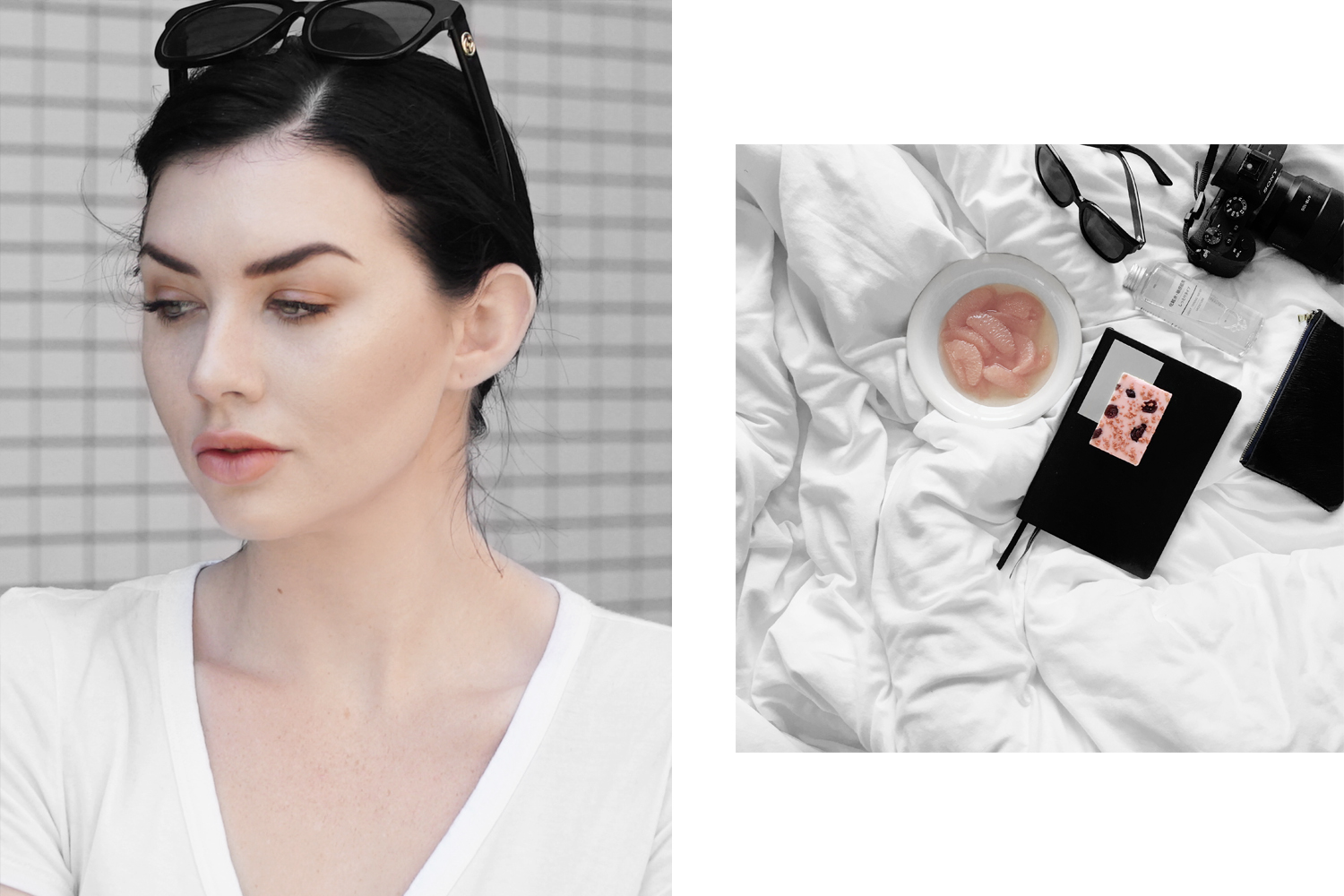 Left: Go-to makeup while travelling. Right: Instagram picture