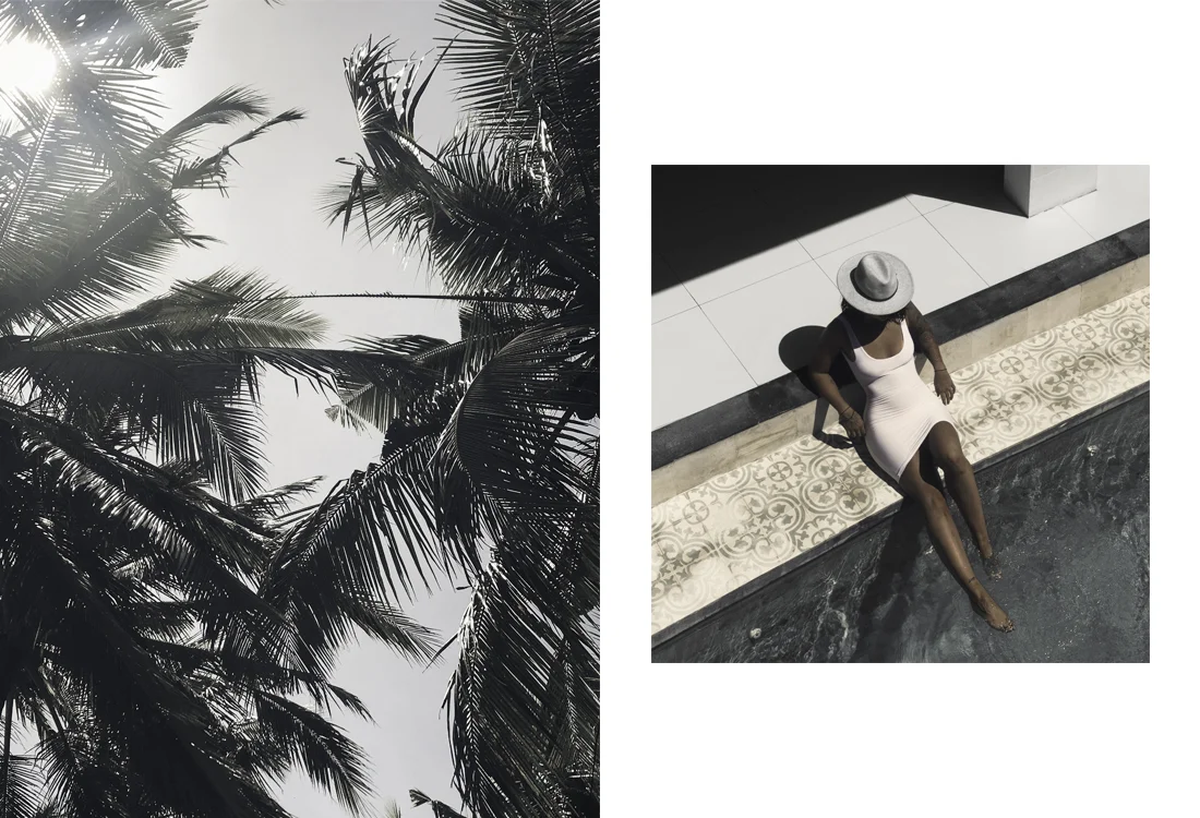 Left: Palm trees in Ubud. Right: Pool at Villa #2