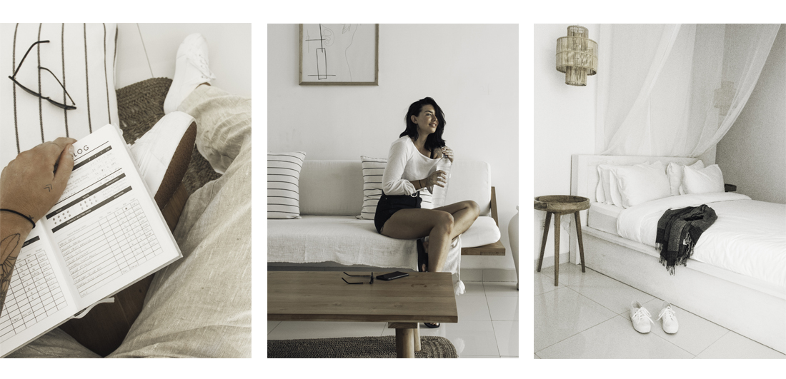 Left: Train Journal. Middle: Portrait in Villa #2. Right: Villa #2