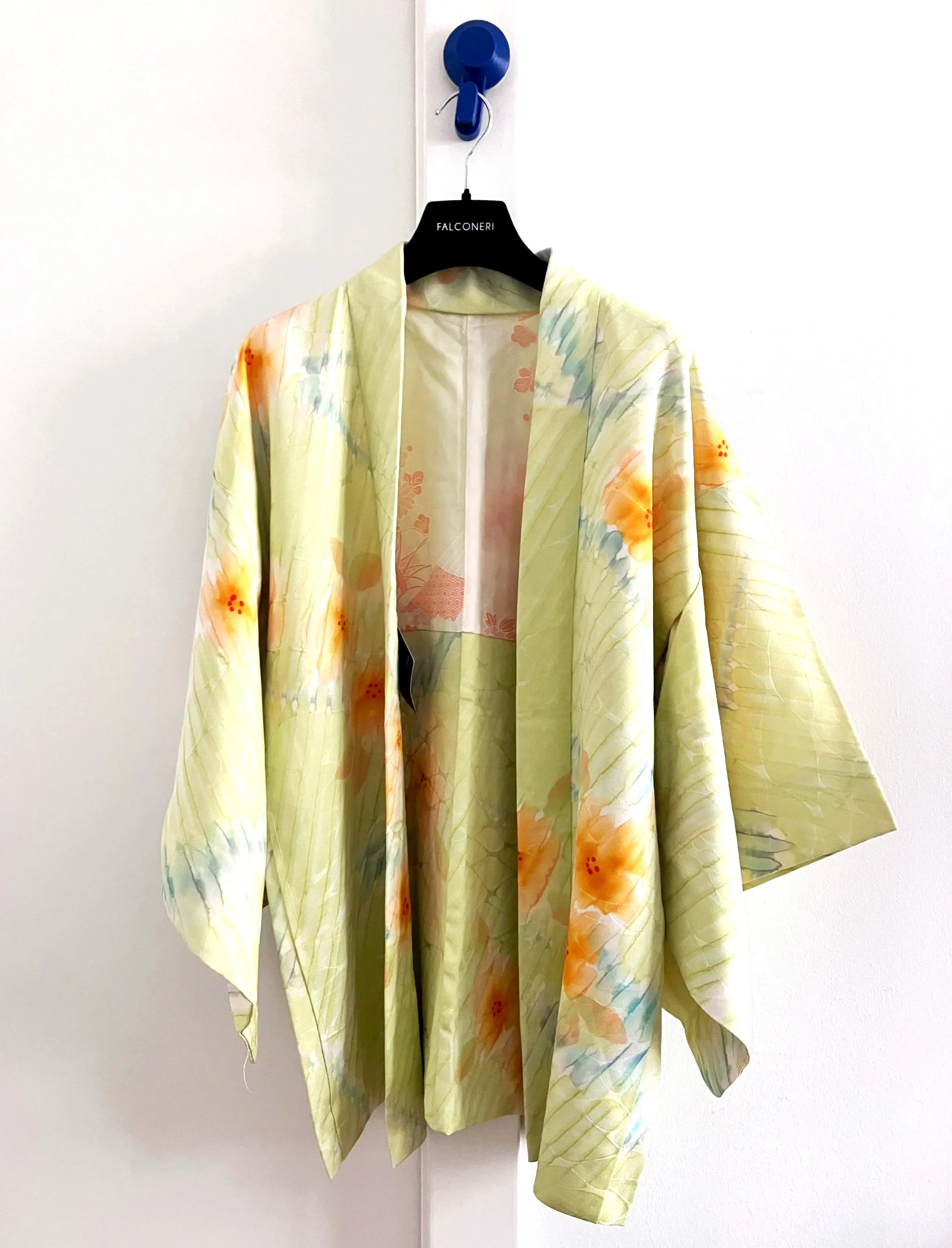 Vintage Watercolor Floral Silk Kimono