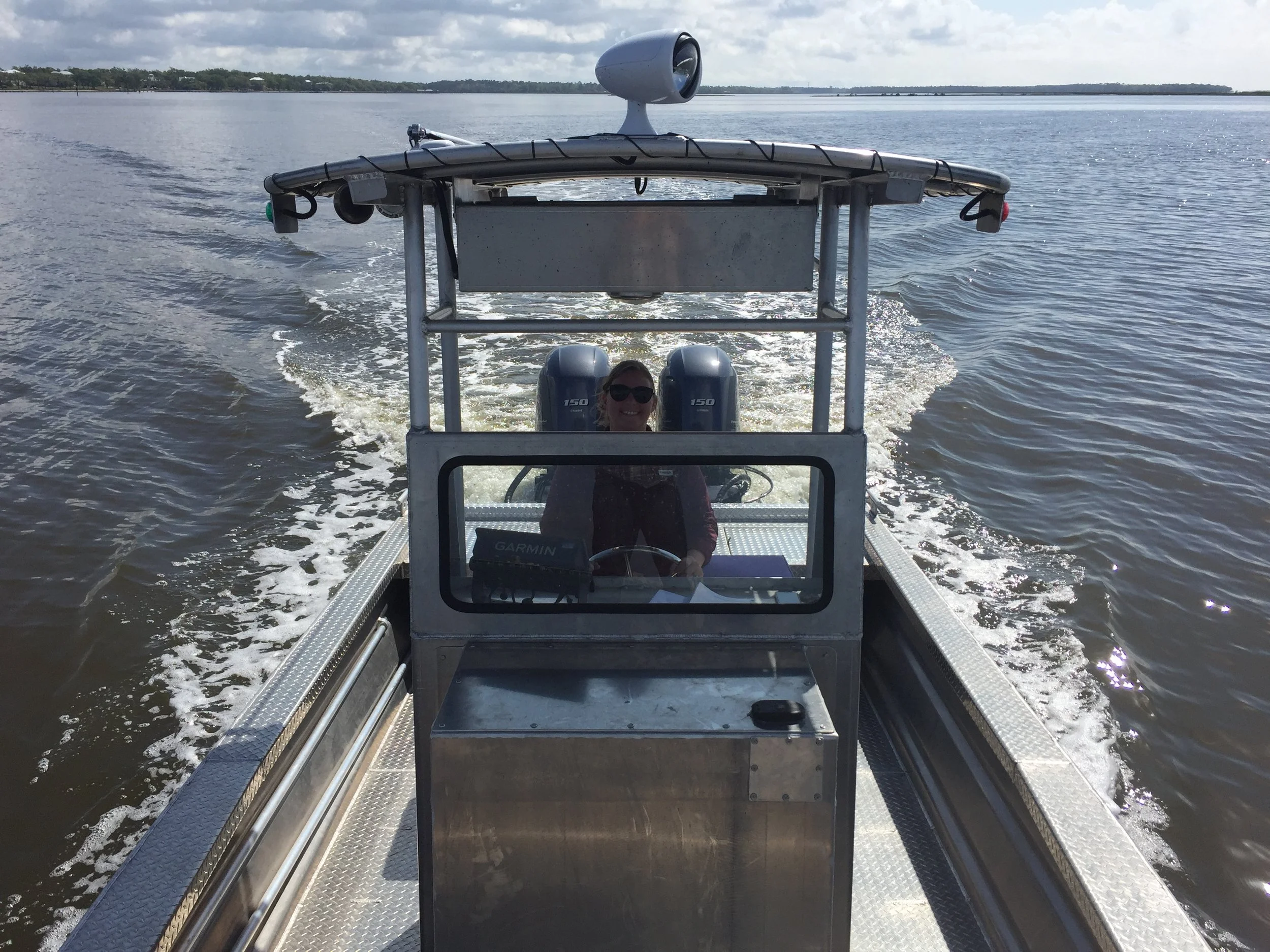  Breaking in the motors on the R/V Thalinectes in Davis Bayou 