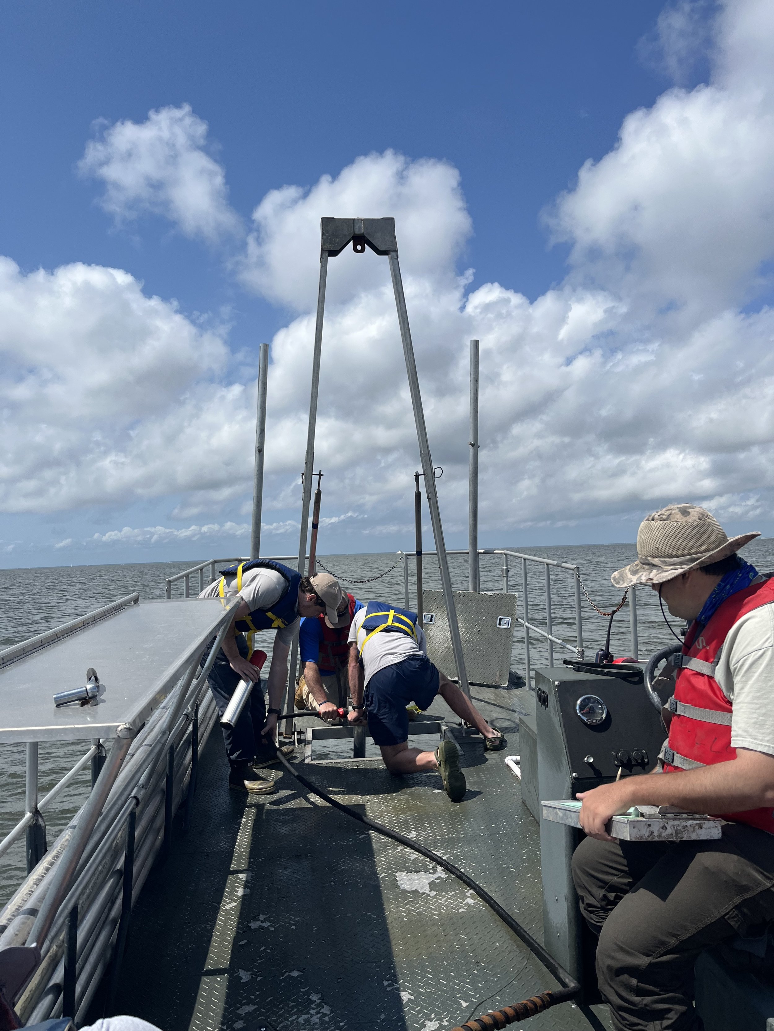 Vibracoring with NRCS and USGS to quantify carbon accumulation and sequestration