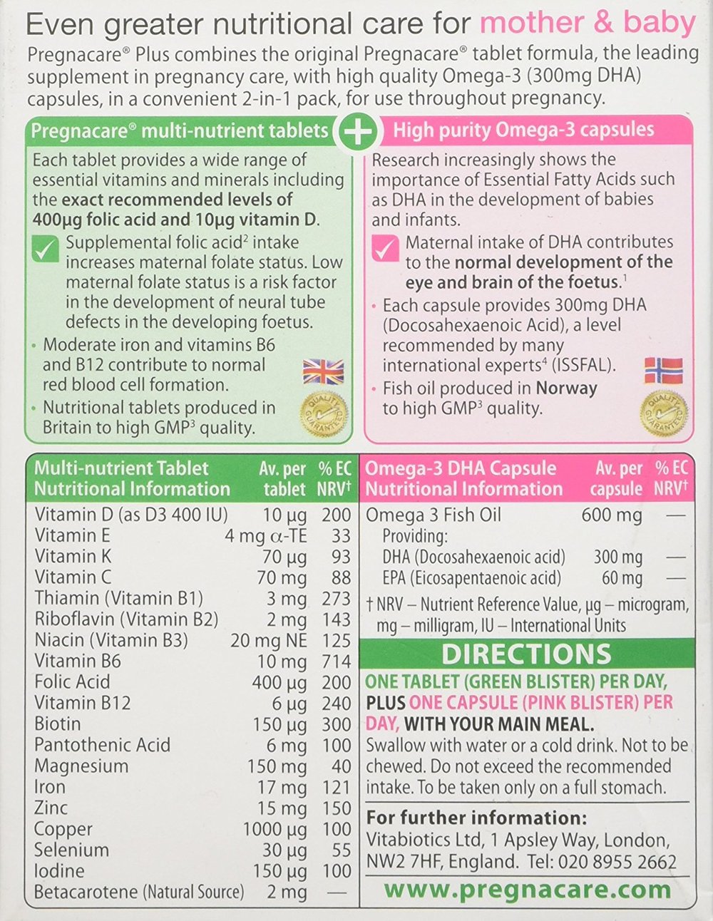 Pregnacare Plus By Vitabiotics International Pharmacy
