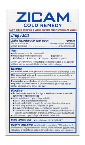 Zicam Cold Remedy Citrus Rapidmelts — International Pharmacy