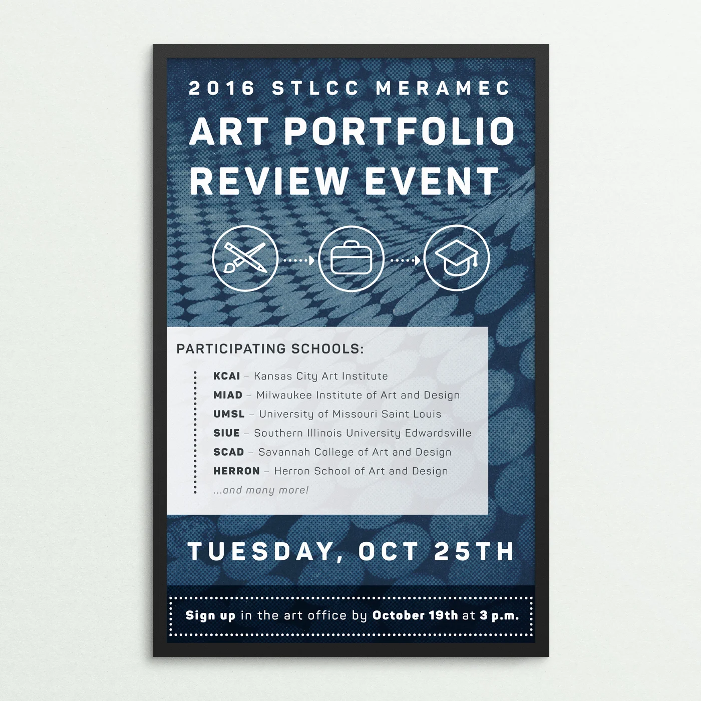 Poster designed for STLCC–Meramec's 1st Annual Portfolio Review Event.
