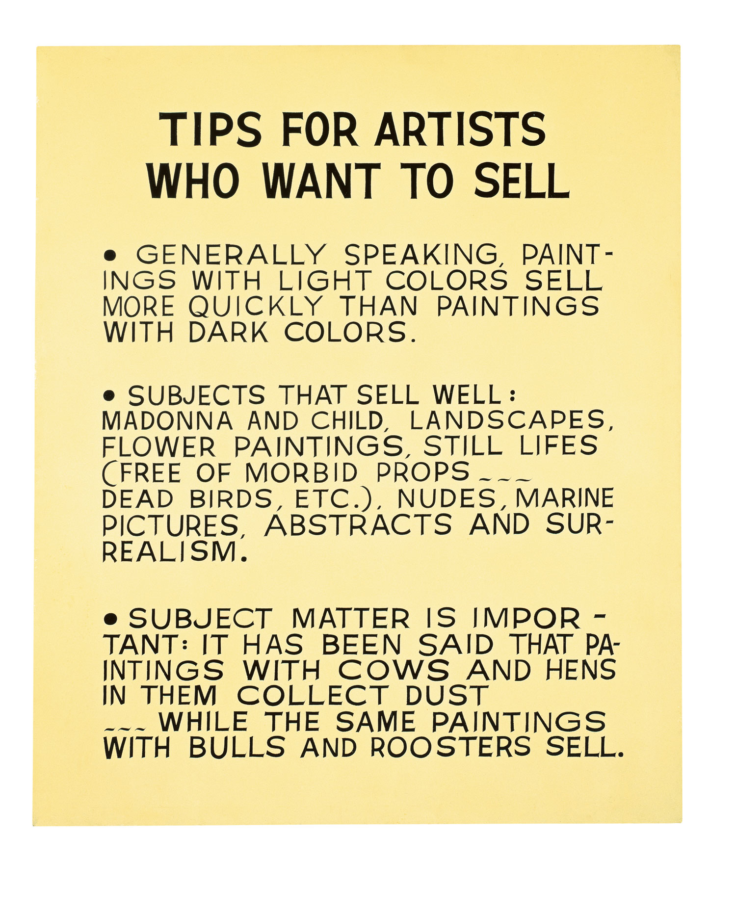   Tips for Artists Who Want to Sell,  1966-68  ©&nbsp;John Baldessari 