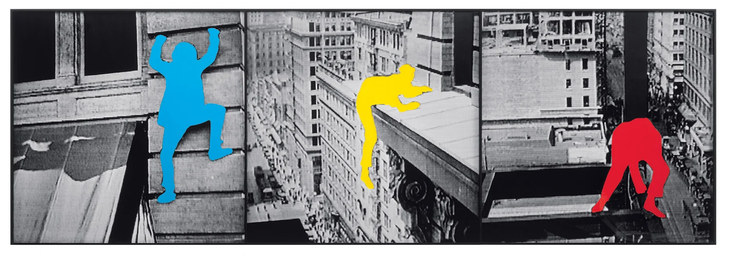 The Duress Series: Person Climbing Exterior Wall of Tall Building / Person on Ledge of Tall Building / Person on Girders of Unfinished Tall Building, 2003 © John Baldessari