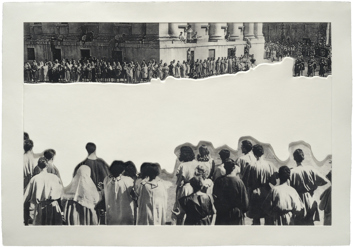   Crowd with Shape of Reason Missing: Example 1 , 2012 Publisher: Mixografia, Edition of 60.  ©&nbsp;John Baldessari 