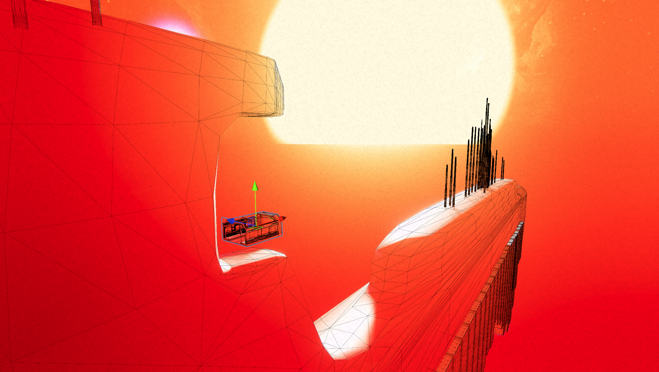 Once the player was in the airlock, we were able to update Unity scenes, dialogue system settings (now the interface is a more traditional lower third affair) post processing settings, music and more. While our model of the ship didn’t actually incl