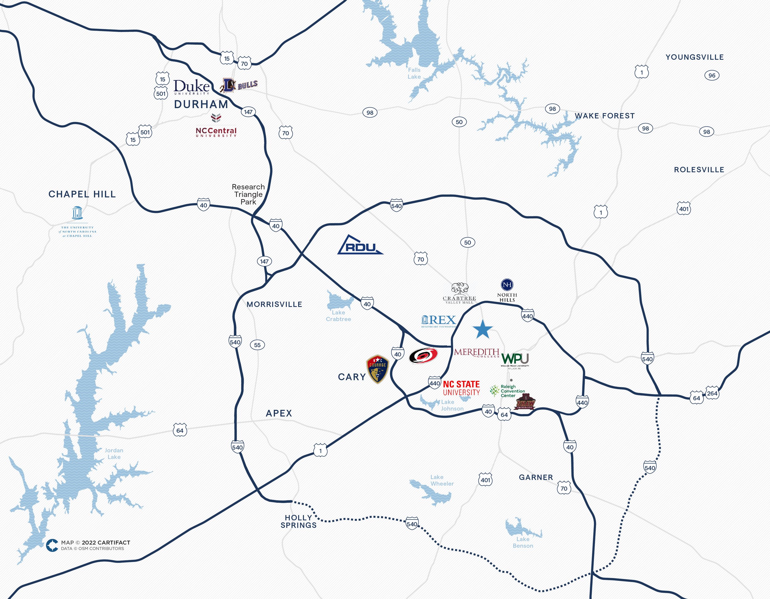 Raleigh NC Regional College Universities Map.jpg