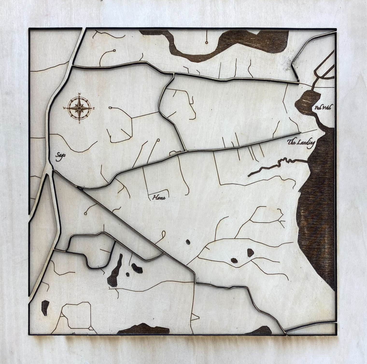 Laser Etched and Cut Map