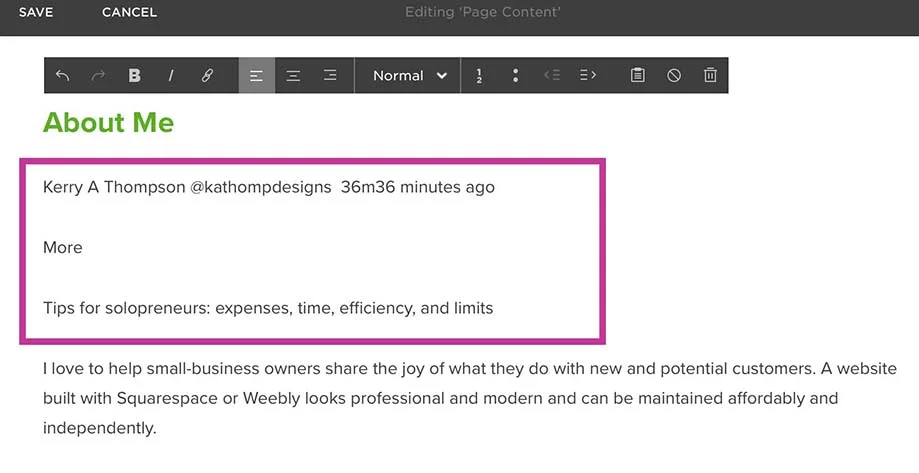 KerryAThompson.com Blog: Results of "paste as plain text" tool in Squarespace