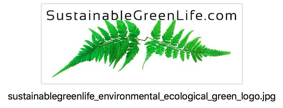 KerryAThompson.com Blog: A logo and caption that appear on SustainableGreenLife.com with a filename for optimal SEO.