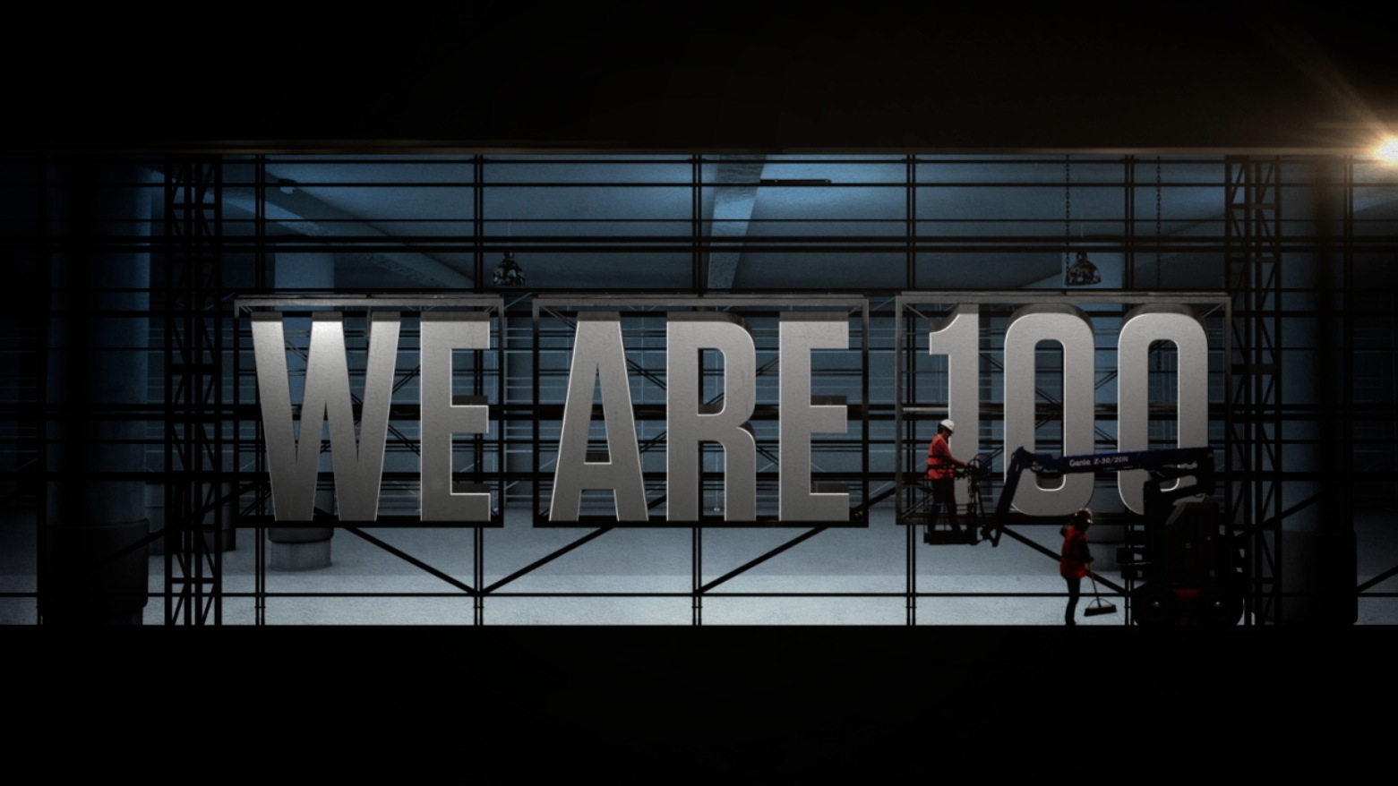 Giant sign that says We are 100