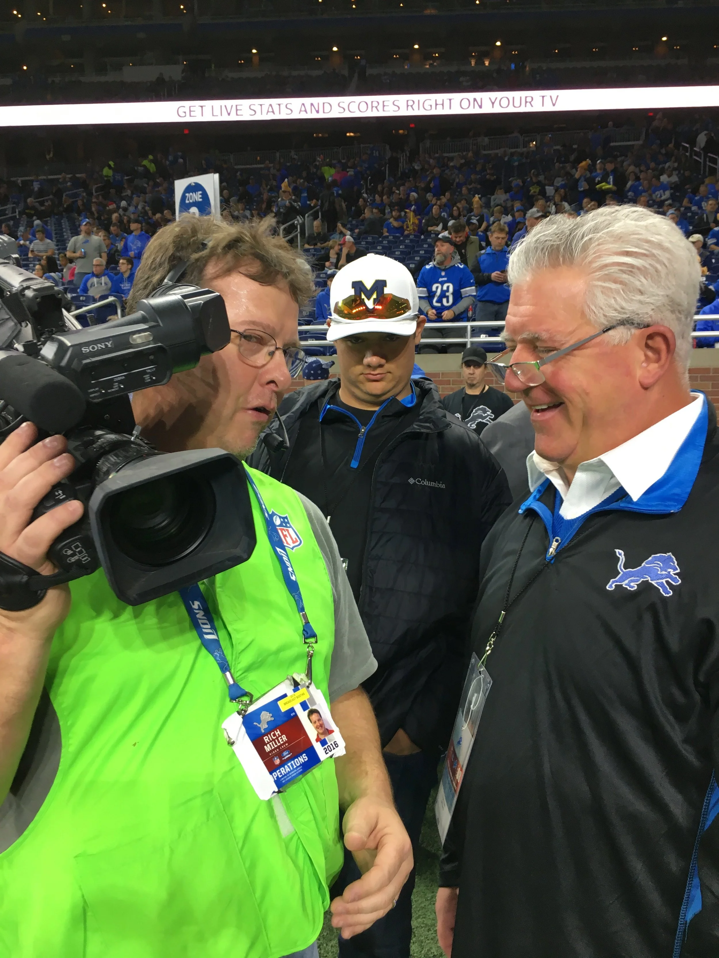 NFL Cameraman Rich Miller, Zach and me