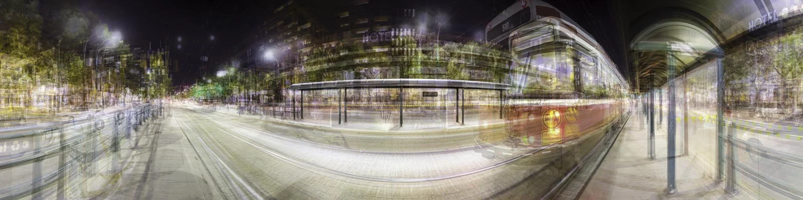 Eight Streetcar Shelters (Night), Spadina Avenue (2013)