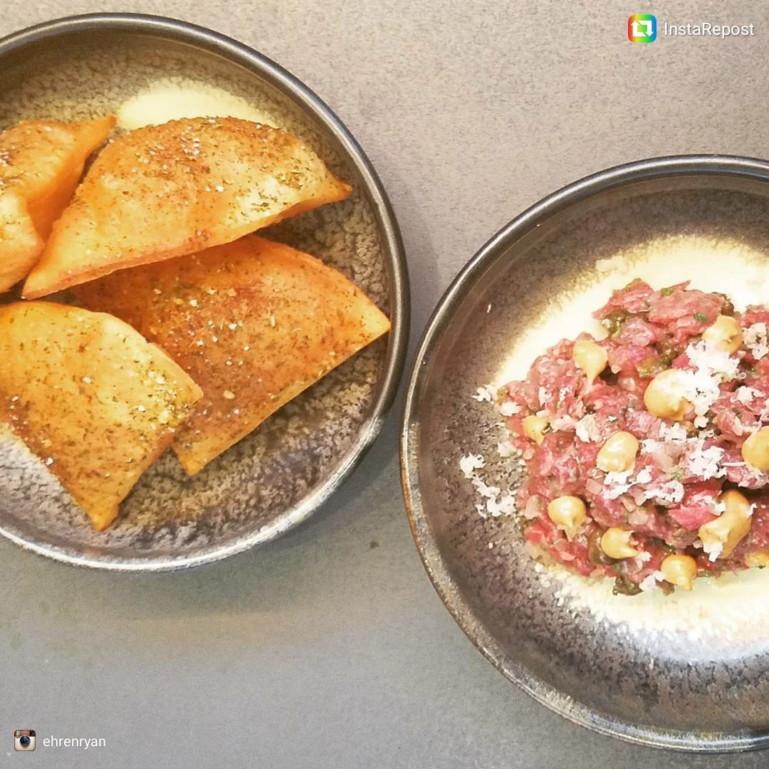Common Lot, Millburn, NJ Bison tartare, dry age beef fat vinaigrette, horseradish, spiced tortilla chips