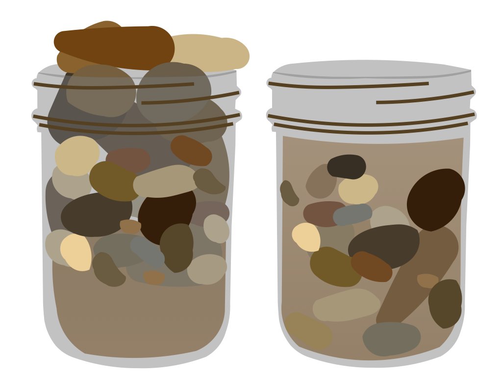 The Jar on the left overflows when the small rocks are added first. The jar on the right is the way to win!
