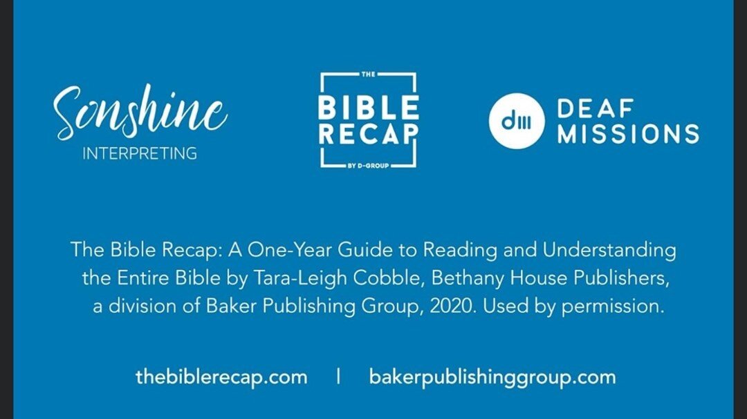 The Bible Recap in ASL is the first full podcast to be available in ASL. Beginning Jan 1, you can begin reading from the chronological reading plan (in ASLV or any translation) followed by a short video in ASL that gives context to what you just read