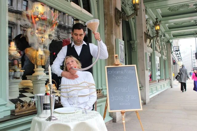 Fortnum and Mason foie gras protest U.K. Credit PETA.jpg