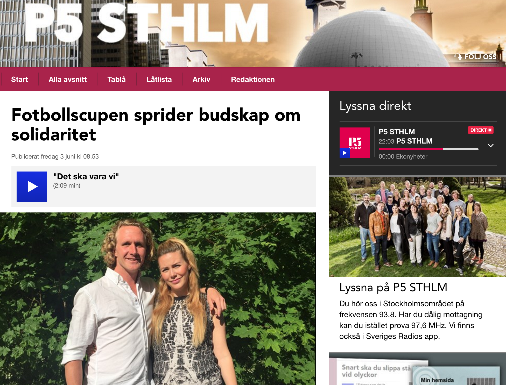 P5 Stockholm intervjuar team bakom Tillsammans Cup