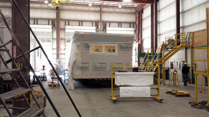 prefab unit wrapped to ship